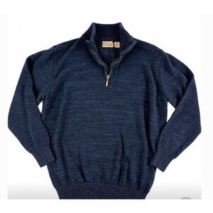 Rugged Trails Mens XL Navy Blue Cotton Quarter Zip Pullover Marl Knit Sweater